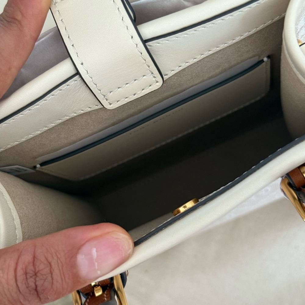 Tory Burch T monogram mini tote in ivory color - Picture 6 of 10